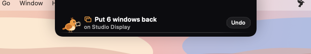 The ledge: put 6 windows back on Studio Display, with Undo